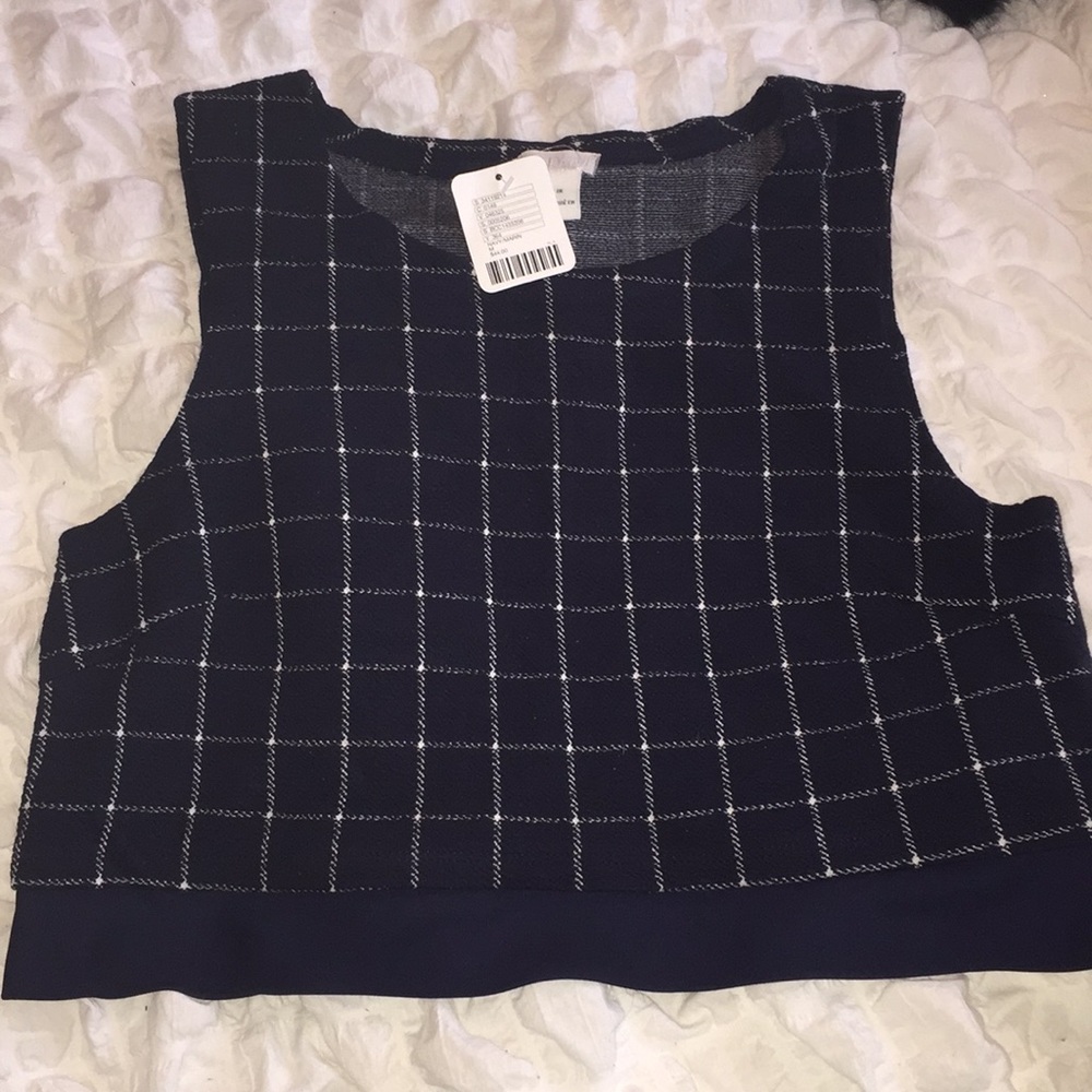 Blue plaid crop top